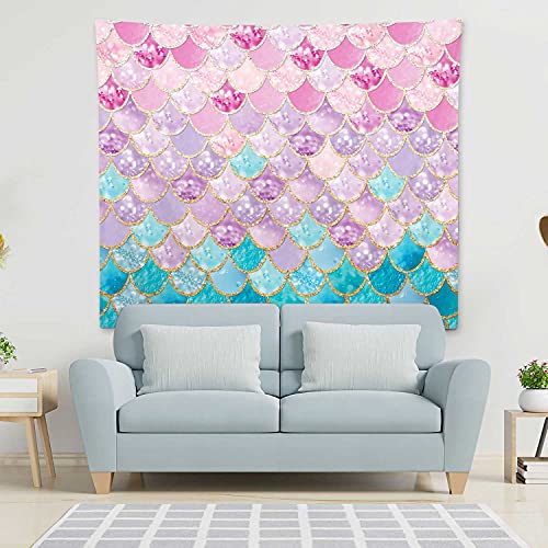 RosieLily Mermaid Wall Decor, Pink & Blue Mermaid Tapestry for Teen Girls' Bedroom, 51" x 59" Inches - color: Pink, size: 59"L x 51"W