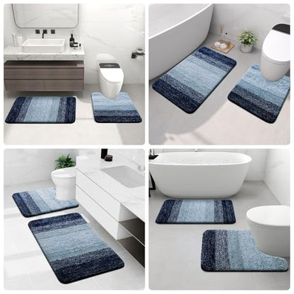 Arotive Microfiber Bathroom Rugs, Shaggy Soft Absorbent Bath Rug, 24x16 - color: Airy Blue, size: 24" X 16"