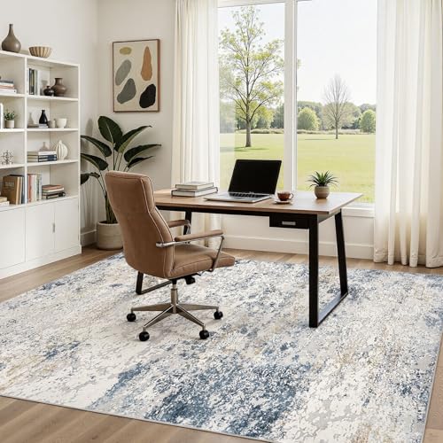 DMOYEST Area Rug Living Room Rugs 5x7 Washable Abstract Beige Blue Carpet - color: Beige Blue, size: 5' x 7' (Rectangular)