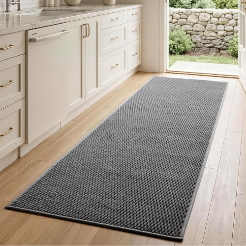 Sunfly 2x5 Runner Rug with Non Slip Rubber Backing Dark Grey - color: Dark Grey, size: 2' x 5' (Rectangular)
