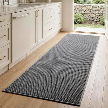 Sunfly 2x5 Runner Rug with Non Slip Rubber Backing Dark Grey - color: Dark Grey, size: 2' x 5' (Rectangular)