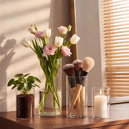 Glass Cylinder Hurricane Tall Clear Vase Flower Vases for Centerpieces,30pc