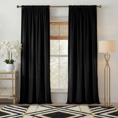 NICETOWN Velvet Black Out Curtains for Living Room, W52 x L102, 2 Panels - color: Black, size: 52"W x 102"L (Pack of 2)