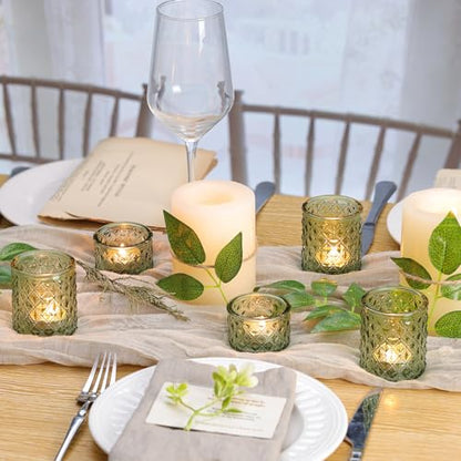 36 Pack Votive Candle Holders, Green Glass Tea Light Candle Holders - color: Green