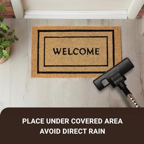 KANKUN Coco Coir Door Mat with Heavy Duty Backing, Welcome Doormat (17" x 30"), Doormat Entrance (Double Box) - color: Double Box