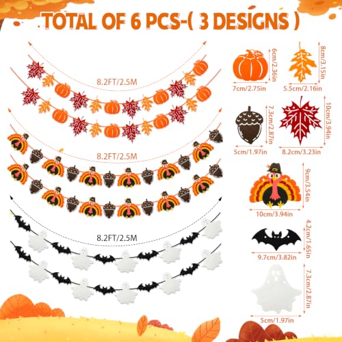 Fall Thanksgiving Garlands Halloween Banner Decorations for Home 6 Pcs