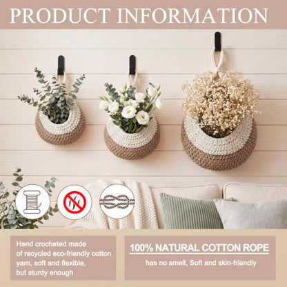 Honeydak 3 Hanging Baskets, Cream&light Brown, Classic Teardrop - color: Cream&light Brown, style: Classic Teardrop