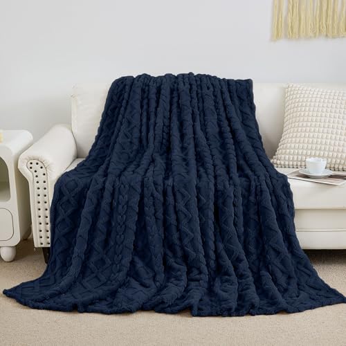 Aganear Fleece Throw Blanket for Couch Sofa 60"x80" Navy - color: Navy, size: Twin(60×80in)