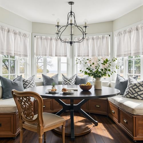 jinchan Linen Balanced Stripe Valances for Window 16 inch,Grey,1 Panel - color: Balanced Stripe | Grey, size: 50"W x 16"L (Pack of 1)