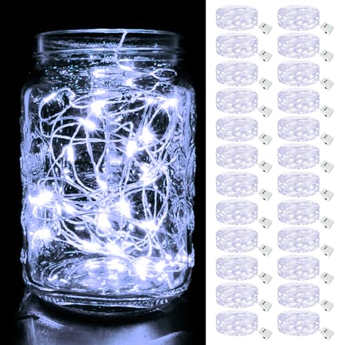 btfarm 24 Pack Fairy Lights Battery Operated Twinkle Lights with 3 Modes - color: Cool White, size: 24 Pack