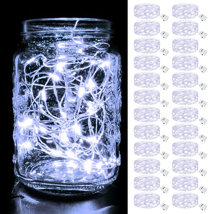 btfarm 24 Pack Fairy Lights Battery Operated Twinkle Lights with 3 Modes - color: Cool White, size: 24 Pack