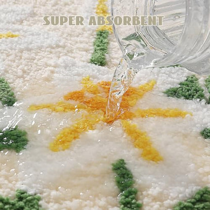 Cloud-Shaped Lily Bath Mat, Soft Non-Slip Fluffy Fresh Flowers Bathroom Rug, Ultra Absorbent Microfiber Shaggy Door Mat, Machine Washable Bath Rug Carpet for Bathtub Bedroom 20x31 Inch (White Lily) - color: White Lily