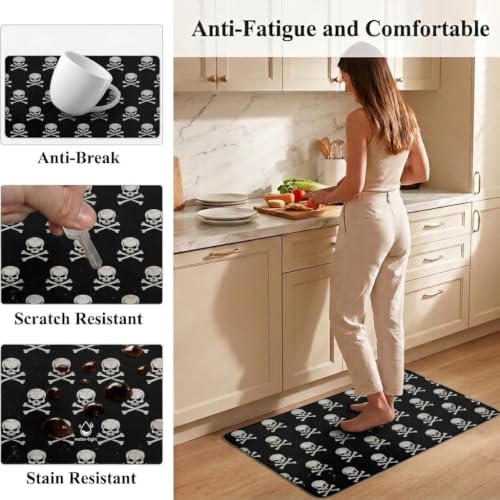 Skull Cross Kitchen Comfort Mat 36x20in Anti-Fatigue Kitchen Mats - color: Skull Cross