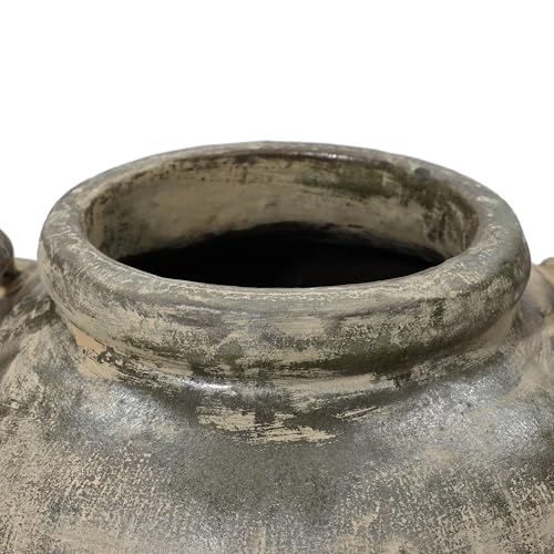 LuxenHome 15'' Rustic Ceramic Flower Vase, Brown - color: Brown 15''