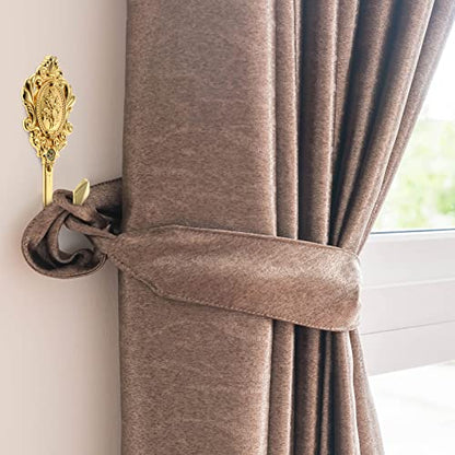2 Pcs Curtain Holdback Hooks Zinc Alloy Golden Vintage Style Hooks