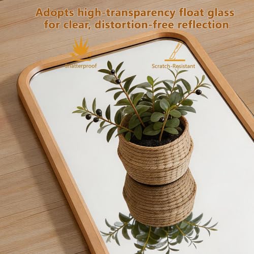 Anwick Full Length Floor Mirror Wood Frame Standing Mirror Natural 63 in - color: Natural