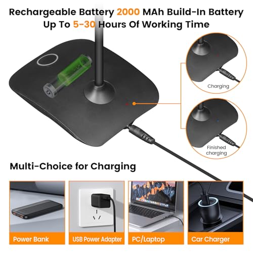 Portable Battery Powered Desk Lamp Small Rechargeable LED Table Light - color: Black (2PACK)