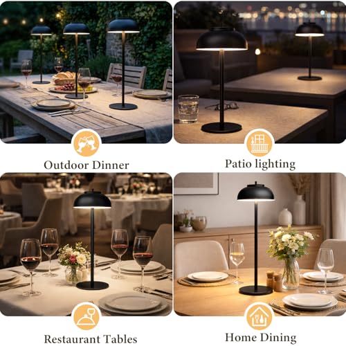 Cordless Table Lamps Rechargeable,Battery Operated Light LED 2 Pack - color: Black-Set of Two