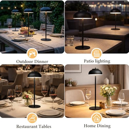 Cordless Table Lamps Rechargeable,Battery Operated Light LED 2 Pack - color: Black-Set of Two