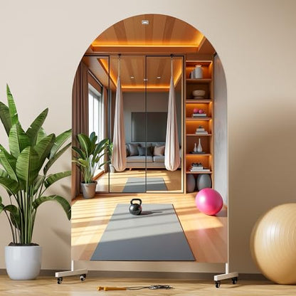 Hasipu 67" x 40" Arched Full Length Mirror on Wheels - size: 66.93"L x39.37 "W