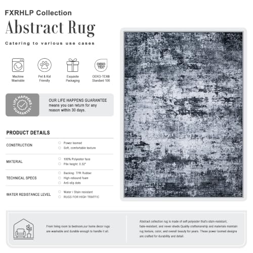 Area Rug Living Room: 3x5 Modern Washable Indoor Carpet Black - color: Black, size: 3' x 5' (Rectangular)