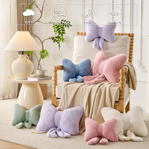 XIAIJIA Bow Pillow, Throw Pillows for Bed, Cute Pink Bow Pillows 12×9 in - color: Pink, size: 12"X 9"