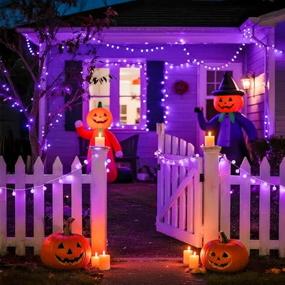 JMEXSUSS Connectable 100 LED Globe Purple Halloween Lights Indoor 8 Modes - color: Purple, size: 100 LED Plug