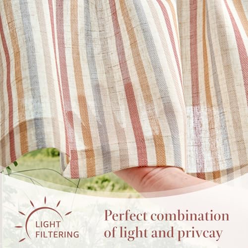 jinchan Linen Boxter Stripe Valances for Window 16 inch,Muti Red,1 Panel - color: Boxter Stripe | Multi Red on Linen, size: 50"W x 16"L (Pack of 1)