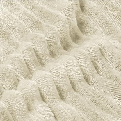 BEDELITE 3D Ribbed Jacquard Beige King Size Blankets for Bed, 108x90 Inch - color: Beige, size: King(108"x90")