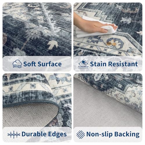 Garvee Navy Blue Boho 10x13 Area Rugs for Living Room Bedroom - color: Navy Blue, size: 10' x 13' (Rectangular)