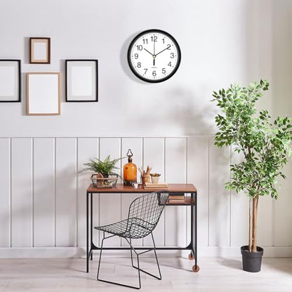 Silent Wall Clock Non Ticking, 6 Inch Wall Clocks Battery Operated, Small Analog Clock for Bedroom Home Office Kitchen Bathroom School, Easy to Read(Black) - color: Black