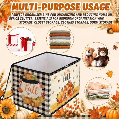 Briwooody Fall Pumpkin Storage Bin with Lid and Carrying Handle Storage Box - style: Pumpkin