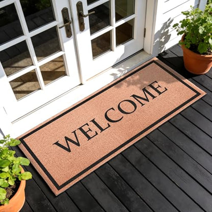 Welcome Long Doormat for Double Door Entrance, 24x59 Inch