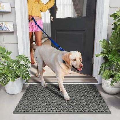 GRANNY SAYS Front Door Mat Indoor Entrance, Entryway Rugs Non Slip Washable, Waterproof Welcome Rubber Door Mat for Outside Entrance, Low Profile Outdoor Mats for Front Door, Grey 19" x 29.5"