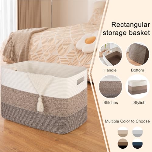 OIAHOMY 108L Extra Large Blanket Basket Dog Toy Basket radient Dark Brown - color: Gradient Dark Brown