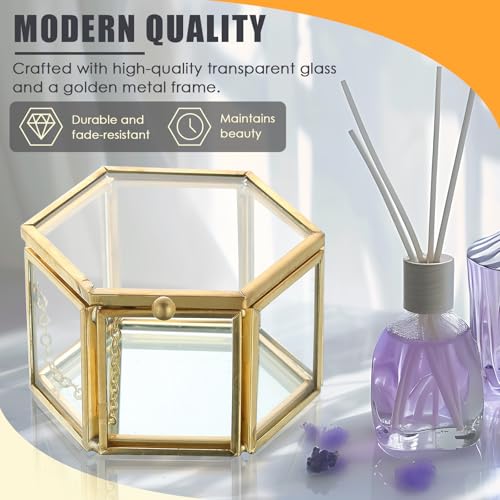 NATGAI Mini Vintage Glass Jewelry Box with Lid 3.1 x 1.4 x 1.8 inch