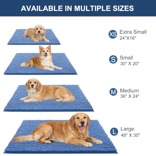 OLANLY Dog Door Mat for Muddy Paws 24x16, Extra Absorbent Chenille Mud Mat - color: Cornflower Blue, size: 24" X 16"