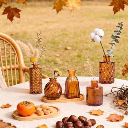 UPBUD Amber Glass Bud Vases Set of 36, Brown Small Vases for Flowers - color: Amber Brown-36pcs