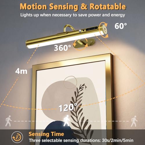 Motion Sensor Battery Operated Picture Light,Wireless Picture Light - color: Motion Sensor Antique Brass