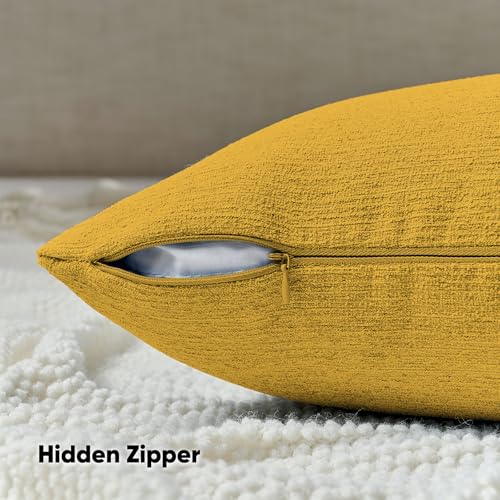 HAUSSY Pack of 2 Faux Linen Soild Throw Pillow Covers 18x18 Inch, Cream - color: Mustard Yellow, size: 18" x 18" (Pack of 2)