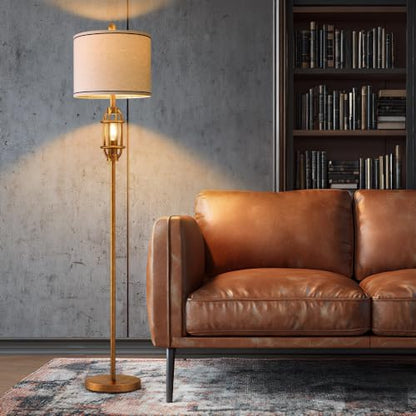 Floor Lamps for Living Room, 62.5'' Farmhouse Tall Lamp with 2 Light Source - color: Gold