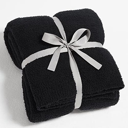 CYMULA Super Soft Knit Throw Blanket Twin Size Black-Lightweight Plush Fuzzy Fluffy Warm Cozy Blankets and Throws for Sofa Bed All Season Use, 60x80 inches - color: Black, size: Twin(60"x80")