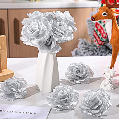 Yunlly 100 Pcs Artificial Flower for Wedding, Silver - color: Silver