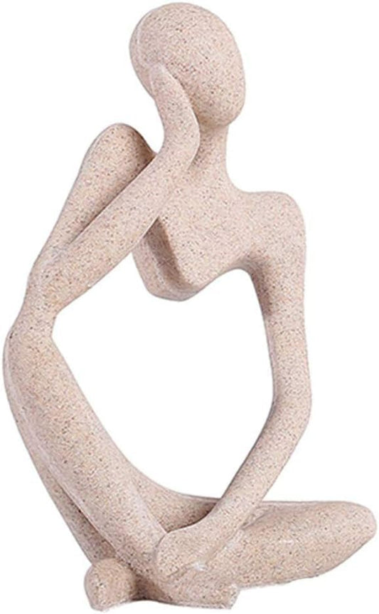 Creative Resin Thinker Minimal Abstract Art Sculpture Statue Figurines Home Office Bookshelf Desktop Decor (Sandstone, Left, Small) - color: Sandstone, size: Left, Small
