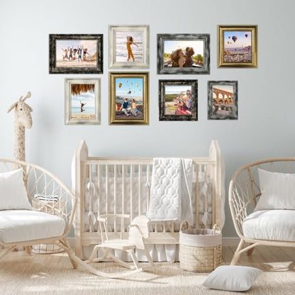 8x10 Picture Frames Set of 4- Rustic Retro Photo Frame with Real Glass Wall Mount and Tabletop Display Family Friends Wedding Gift - color: ps-Mix Color-4pcs, size: 8x10in