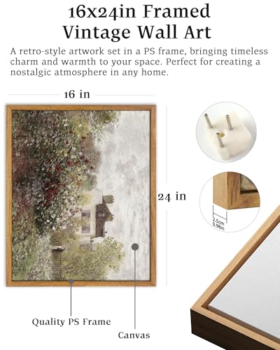 UPWOIGH Claude Monet Argenteuil Garden Framed Wall Art, 16 x 24 Inch - color: Brown Monet, size: 24"L x 16"W