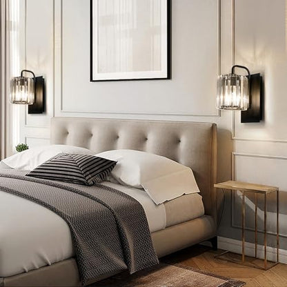 Wall Sconce,Crystal Wall Sconce,Black Wall Light Fixtures Indoor - color: Crystal Glass Sttyle