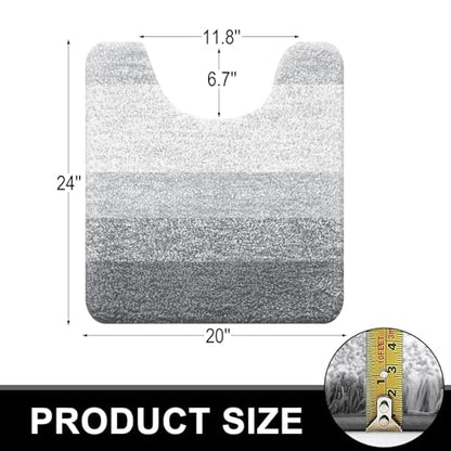 OLANLY Luxury Toilet Rugs U-Shaped 24x20, Soft Absorbent Microfiber Mat - color: Light Grey, size: 24" X 20" Contour Rug