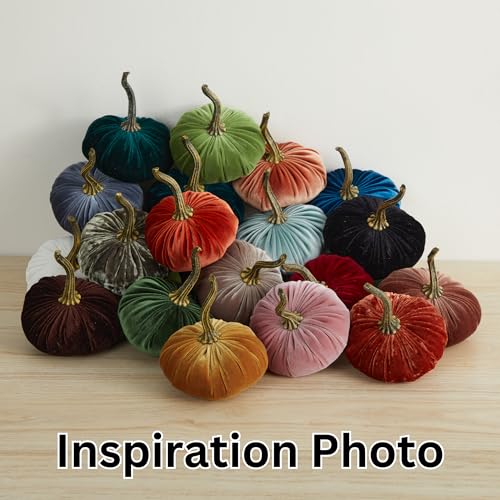 Your Heart's Content Set of 3 Small Velvet Pumpkins (Sm Harvest Gold Olive) - color: Sm Harvest Gold Olive