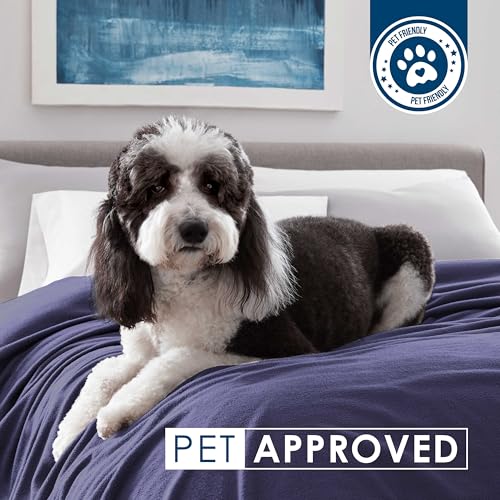 Full/Queen Size Fleece Blanket | Comfy Supersoft Fleece Blanket Full Size – All-Season Light Weight Throw Blanket | Luxuriously Soft | Throw Blanket for Couch and Sofa | Machine Wash | Navy - color: Navy, size: Full Queen